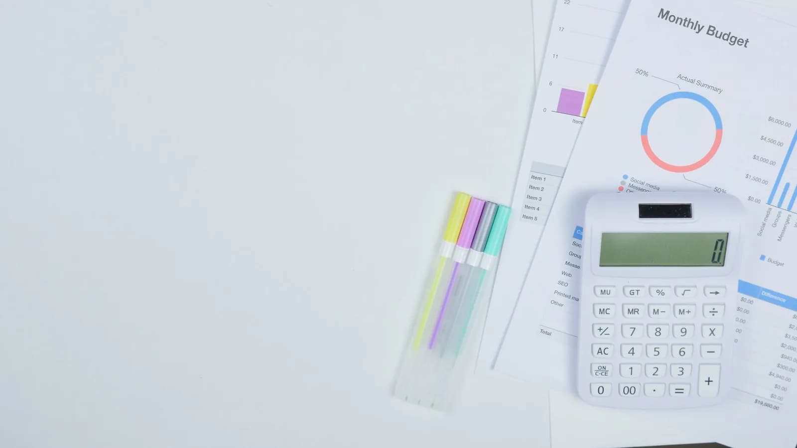 Documents i calculadora per planificar un pressupost